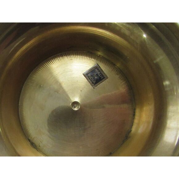 Brass cloisonne brass candy dish bowl Christmas dish jingle bells holly India - Picture 7 of 8